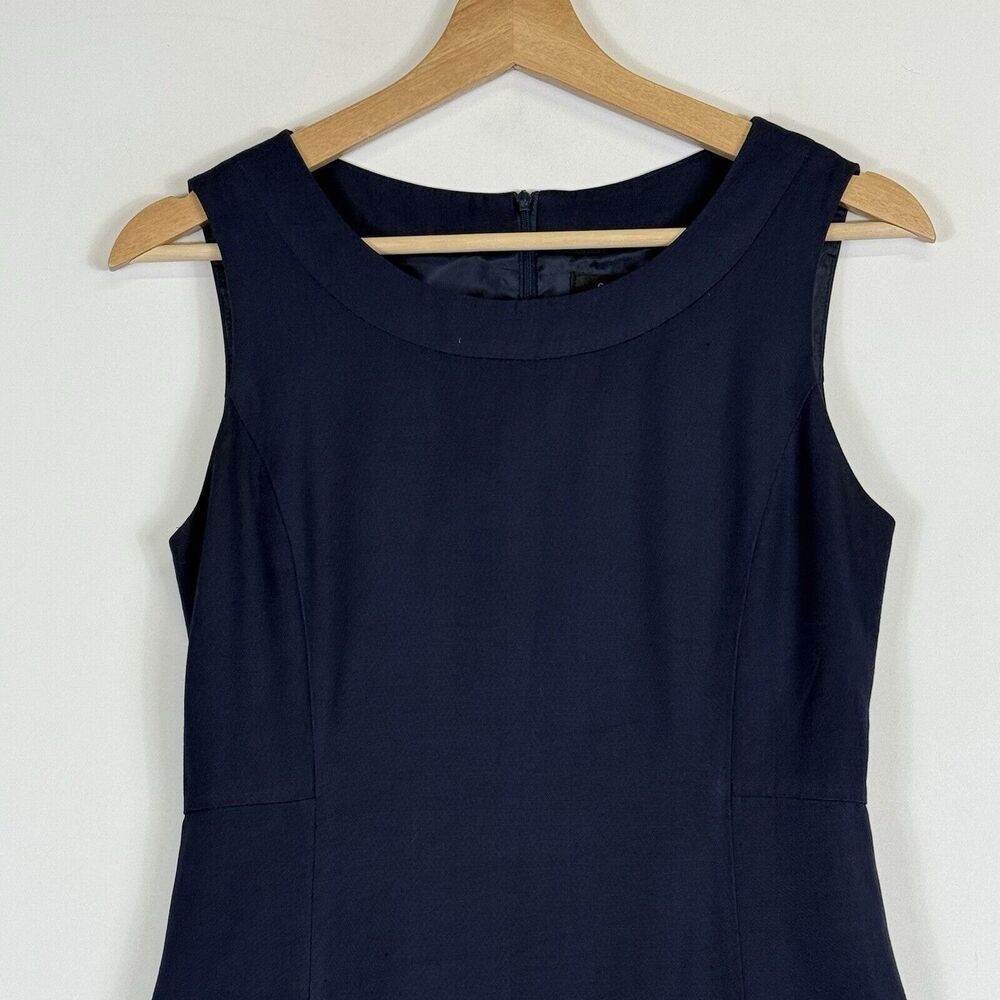 OZOC  Dress Womens 4 Sleeveless Shift Navy Blue Academic Minimalist Quiet Luxury - Picture 2 of 7